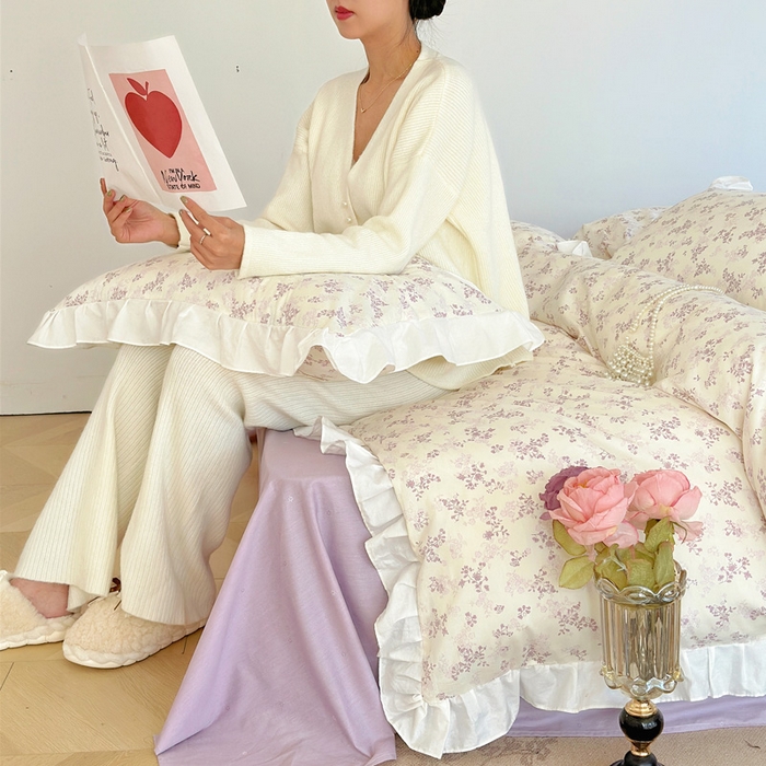 91家纺网 家纺一手货源 找家纺 澳萝拉 2025新款全棉斜纹花边印花四件套 赫本