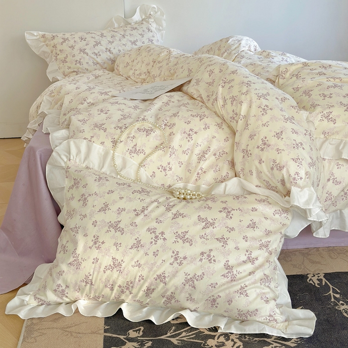 91家纺网 家纺一手货源 找家纺 澳萝拉 2025新款全棉斜纹花边印花四件套 赫本