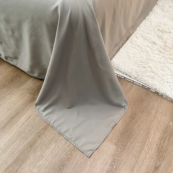 91家纺网 家纺一手货源 找家纺 赫然家纺 2026新款纯色磨毛系列床单款四件套 魅蓝+灰