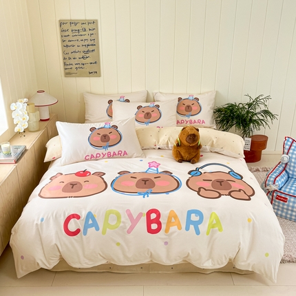 博雅 2025新款卡皮巴拉系列全棉印花四件套 音乐卡皮巴拉