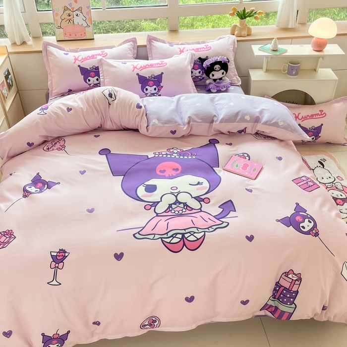 91家纺网 家纺一手货源 找家纺 博雅 2025新款三丽鸥大版印花全棉四件套专版花型 全棉大版（升级款信封枕）礼盒库洛米