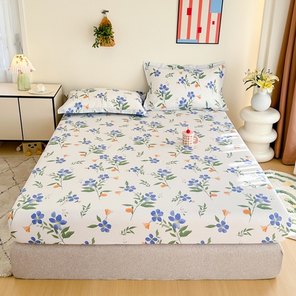 棉造家居 2025新款亲肤舒适全棉纯棉印花单床笠 清风