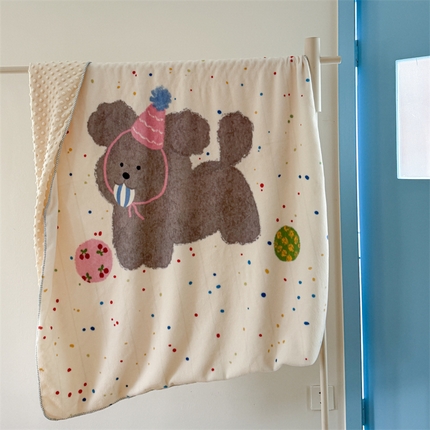 91家纺网 家纺一手货源 找家纺 暖生活 2025新款全消光牛奶绒豆豆毯毛毯 顽皮狗