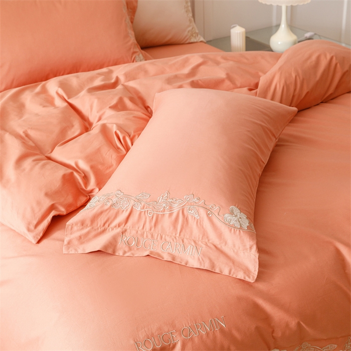 91家纺网 家纺一手货源 找家纺 艾莱家纺 2025新款A类精梳纯棉刺绣花四件套-赫柏 赫柏-橙夕