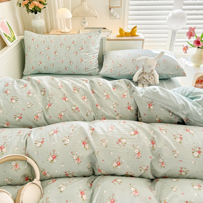 91家纺网 家纺一手货源 找家纺 慕澄家纺 2025新款小清新水洗棉印花四件套 萌趣版-珍妮