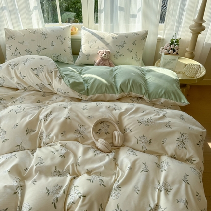 91家纺网 家纺一手货源 找家纺 赫然 2026新款水洗双层纱四件套 醒春