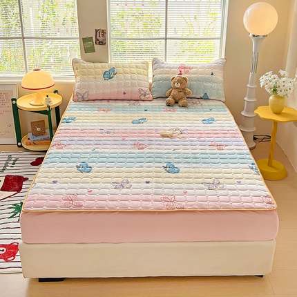 帛洵 2025新款舒适亲肤高克重牛奶绒夹棉床笠 蝴蝶谷