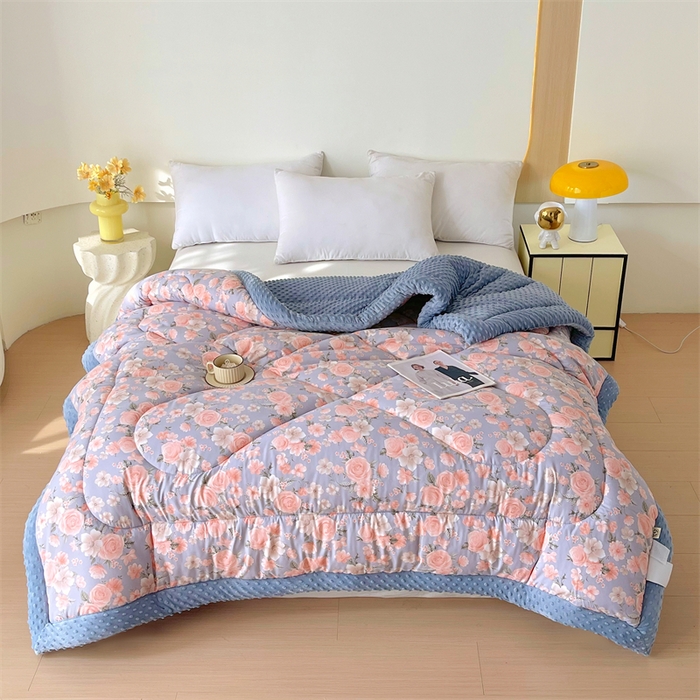 91家纺网 家纺一手货源 找家纺 云家 2025新款豆豆绒被子被芯夏凉被空调被四季被 玫瑰恋曲