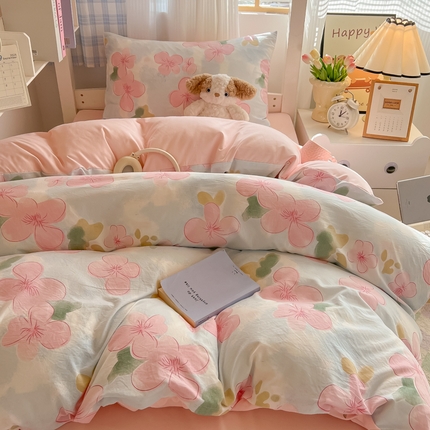 91家纺网 家纺一手货源 找家纺 （总）韩巢家纺 2025新款学生宿舍上下铺印花被套床单三件套