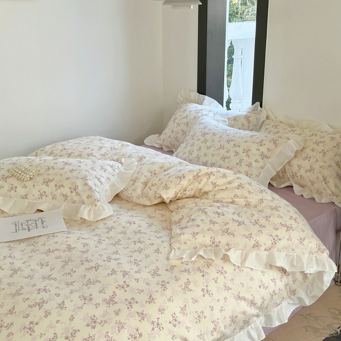 91家纺网 家纺一手货源 找家纺 澳萝拉 2025新款全棉斜纹花边印花四件套 赫本