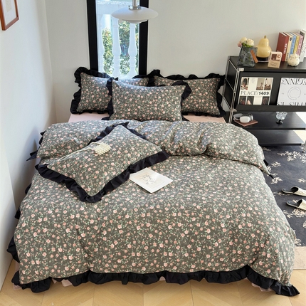 （总）澳萝拉 2025新款全棉斜纹花边印花四件套