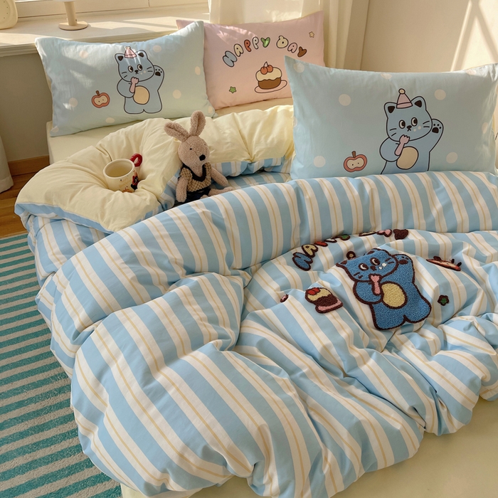 91家纺网 家纺一手货源 找家纺 （总）美乐迪家纺 2025新款休闲风系列全棉毛巾绣四件套