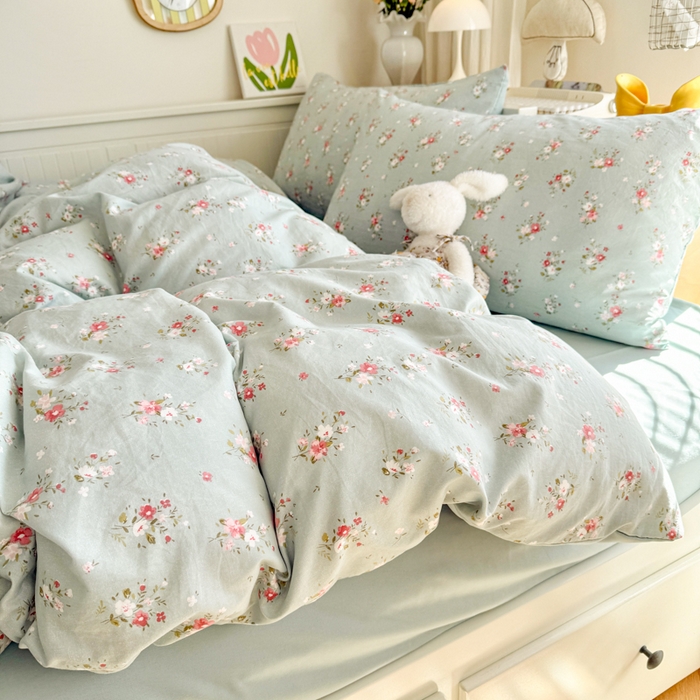 91家纺网 家纺一手货源 找家纺 慕澄家纺 2025新款小清新水洗棉印花四件套 萌趣版-珍妮