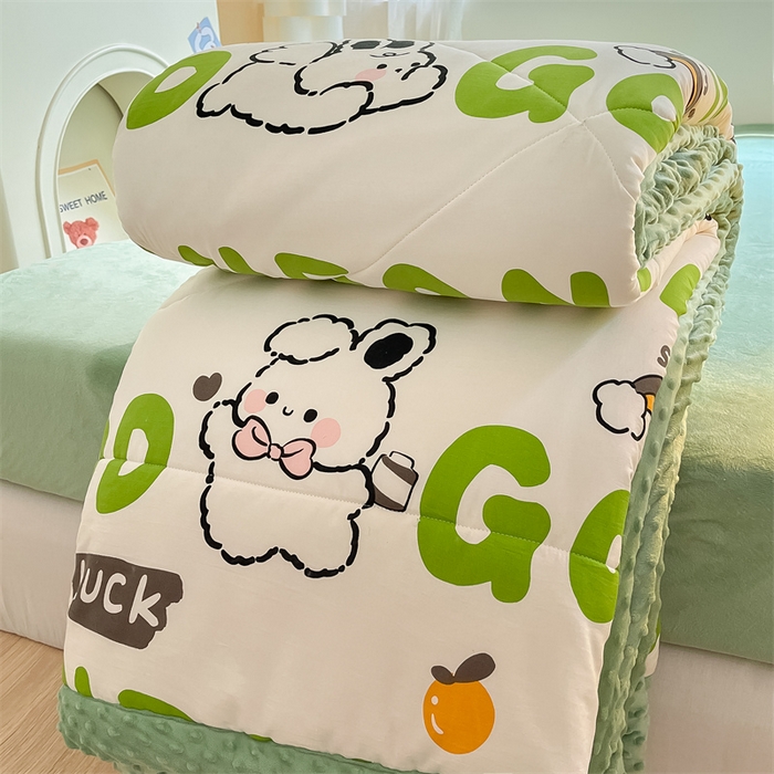 91家纺网 家纺一手货源 找家纺 云家 2025新款豆豆绒被子被芯夏凉被空调被四季被 字母小兔