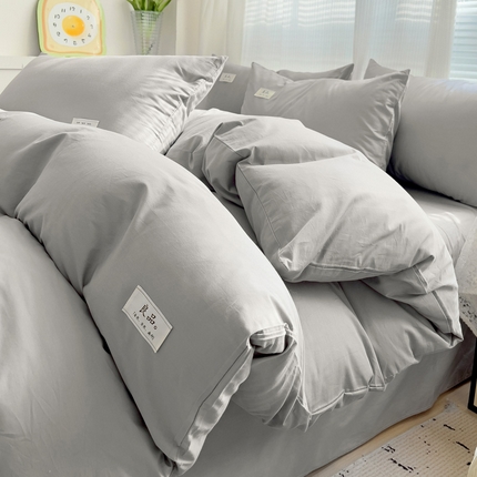 眠博士 2025新款40支高支高密全棉撞色双拼四件套 全棉拼色-银灰色