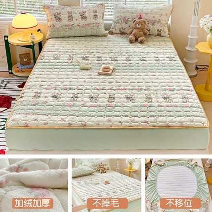 91家纺网 家纺一手货源 找家纺 （总）帛洵 2025新款舒适亲肤高克重牛奶绒夹棉床笠