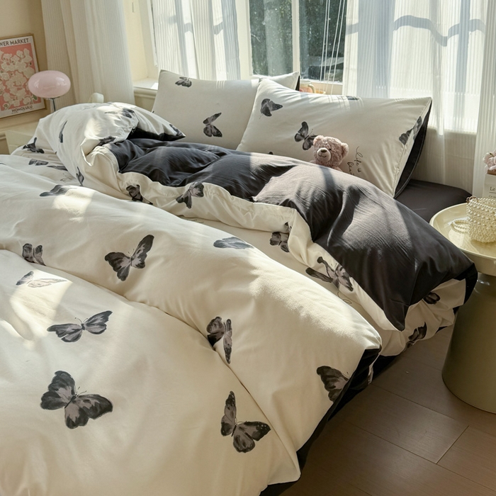 91家纺网 家纺一手货源 找家纺 赫然 2026新款水洗双层纱单品被套 蝶舞