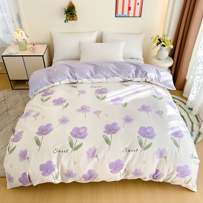 91家纺网 家纺一手货源 找家纺 棉造家居 2025新款全棉纯棉印花系列学生宿舍单被套 甜美花韵