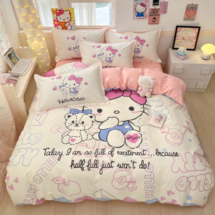博雅 2025新款三丽鸥大版印花全棉四件套专版花型 全棉大版（升级款信封枕）漫画KT猫