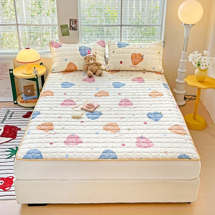 帛洵 2025新款舒适亲肤高克重牛奶绒夹棉床笠 幽兰香果