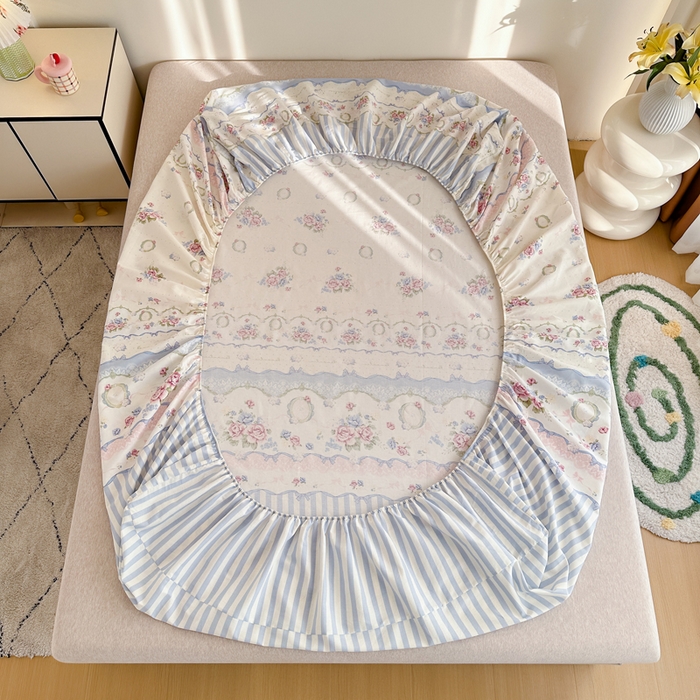 91家纺网 家纺一手货源 找家纺 棉造家居 2025新款亲肤舒适全棉纯棉印花单床笠 芳菲羽