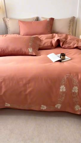 91家纺网 家纺一手货源 找家纺 （总）艾莱家纺 2025新款A类精梳纯棉刺绣花四件套-赫柏