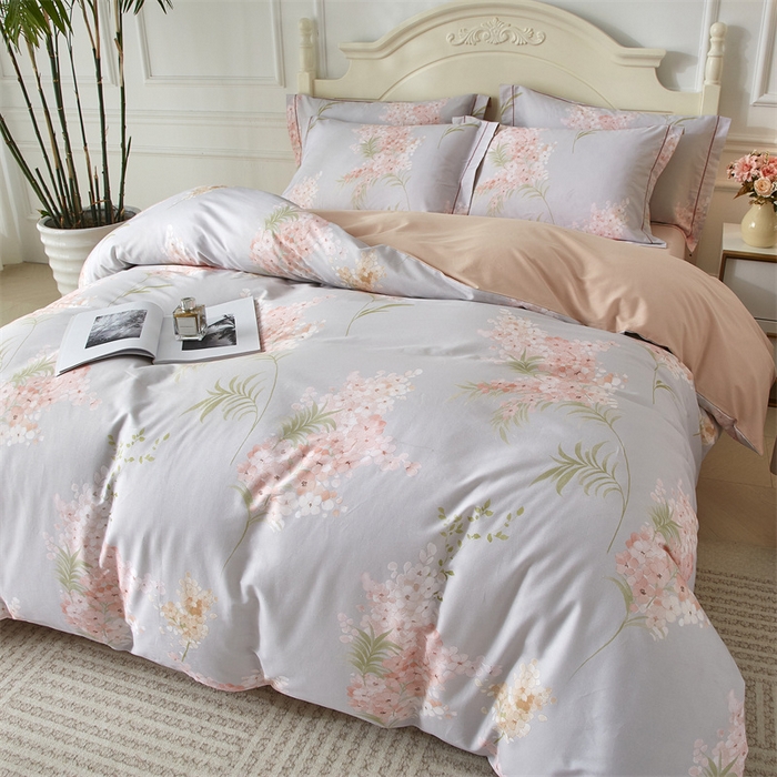 91家纺网 家纺一手货源 找家纺 曼秀琳 2025新款铂金棉数码印花四件套(全棉133*76) 芊然-桔