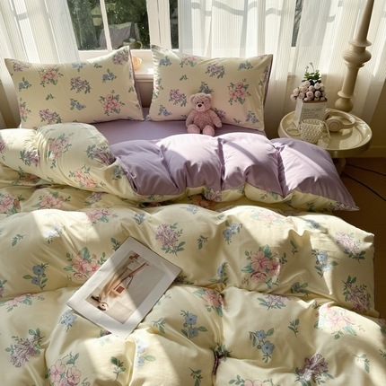 赫然 2026新款水洗双层纱四件套 微甜