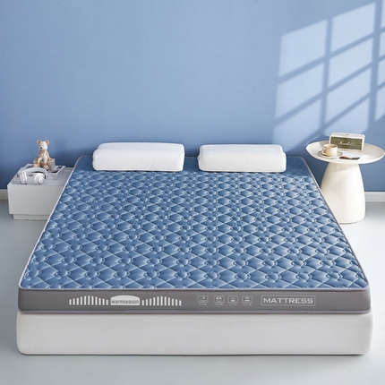 91家纺网 家纺一手货源 找家纺 暖季家纺  2025新款立体款棉花床垫 立体灰-棉棉蓝