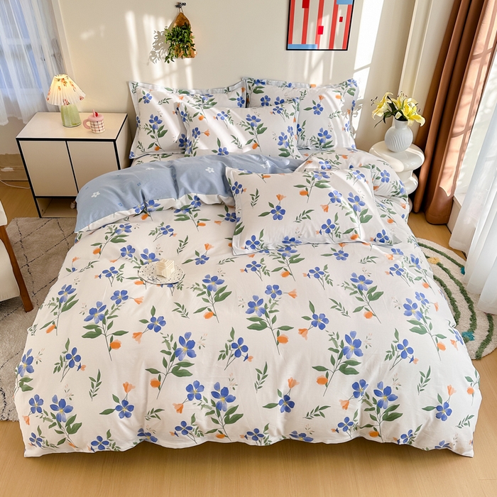 91家纺网 家纺一手货源 找家纺 棉造家居 2025新款亲肤舒适全棉纯棉印花系列三/四件套 清风