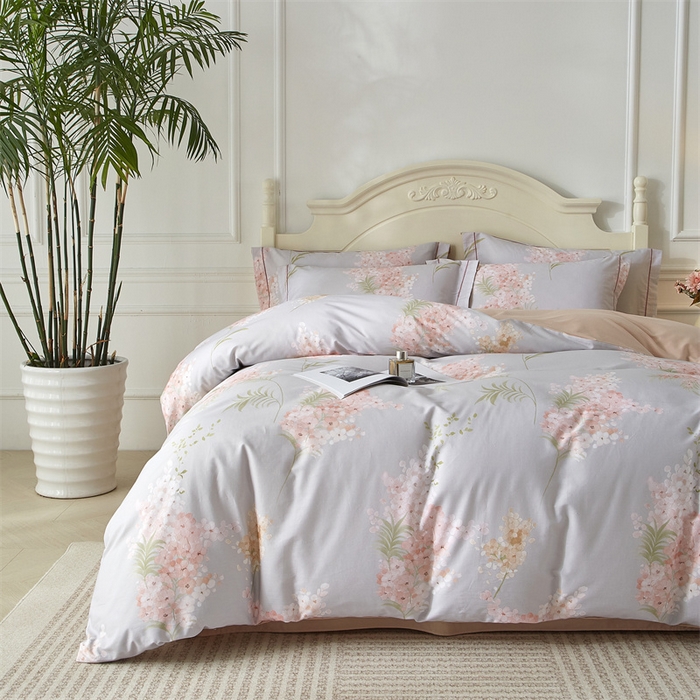 91家纺网 家纺一手货源 找家纺 曼秀琳 2025新款铂金棉数码印花四件套(全棉133*76) 芊然-桔