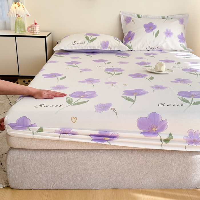 91家纺网 家纺一手货源 找家纺 棉造家居 2025新款亲肤舒适全棉纯棉印花单床笠 甜美花韵