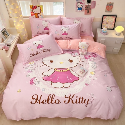 博雅 2025新款三丽鸥大版印花全棉四件套专版花型 全棉大版（升级款信封枕）花花KT猫