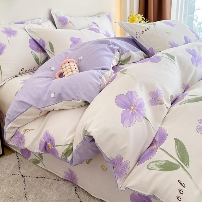 91家纺网 家纺一手货源 找家纺 棉造家居 2025新款亲肤舒适全棉纯棉印花系列三/四件套 甜美花韵