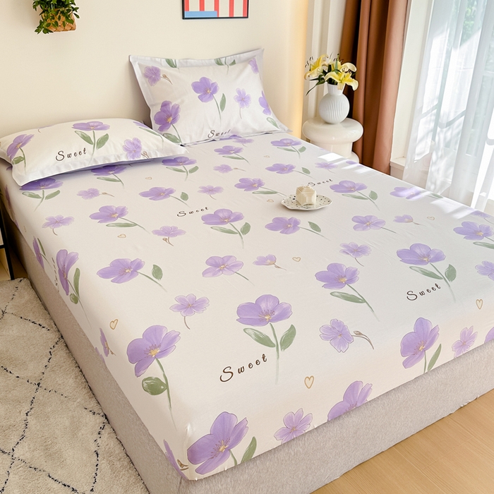 91家纺网 家纺一手货源 找家纺 棉造家居 2025新款亲肤舒适全棉纯棉印花单床笠 甜美花韵