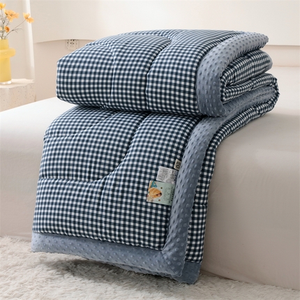 云家 2025新款豆豆绒被子被芯夏凉被空调被四季被 海蓝小格