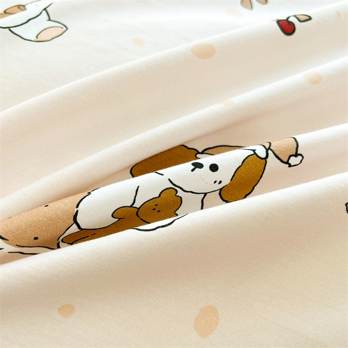 91家纺网 家纺一手货源 找家纺 雯豆2025春夏新品全棉床笠三件套学生成人印花纯棉床罩 全棉床笠-小熊伙伴