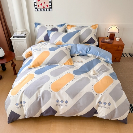 棉造家居 2025新款亲肤舒适全棉纯棉印花系列三/四件套 光的邂逅-蓝