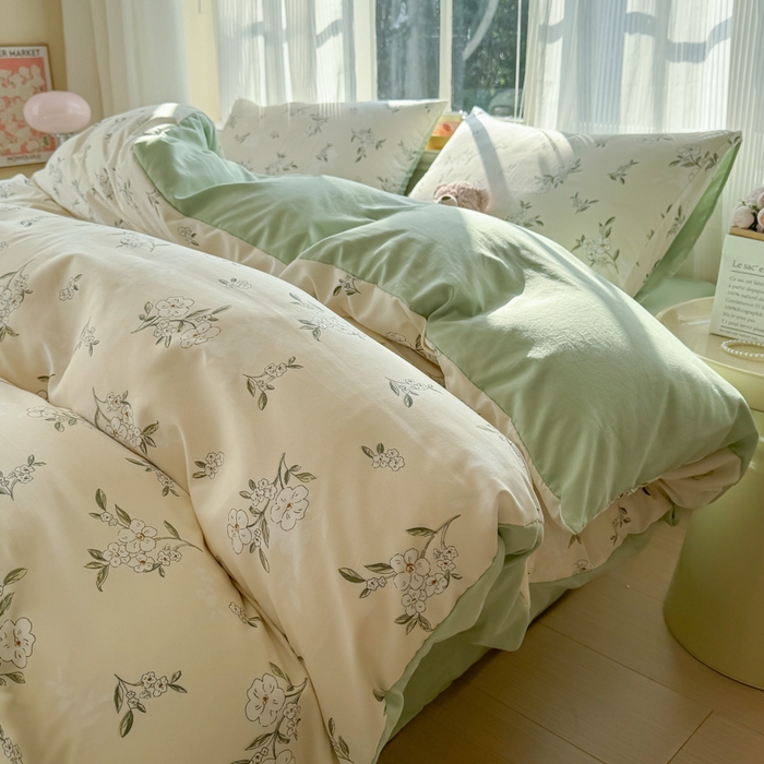 91家纺网 家纺一手货源 找家纺 赫然 2026新款水洗双层纱四件套 醒春