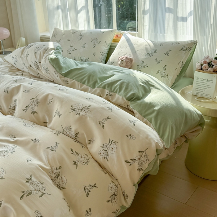 91家纺网 家纺一手货源 找家纺 赫然 2026新款水洗双层纱四件套 醒春