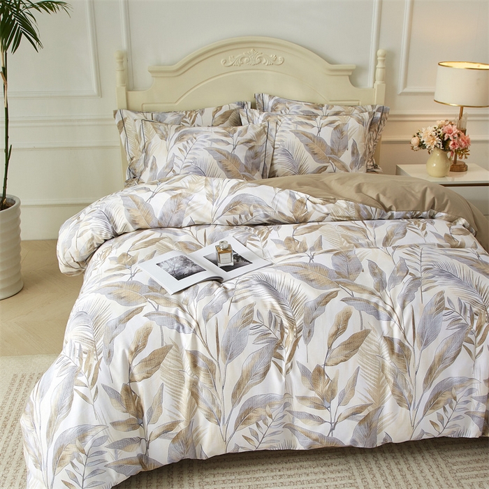 91家纺网 家纺一手货源 找家纺 曼秀琳 2025新款铂金棉数码印花四件套(全棉133*76) 神秘雨林-驼