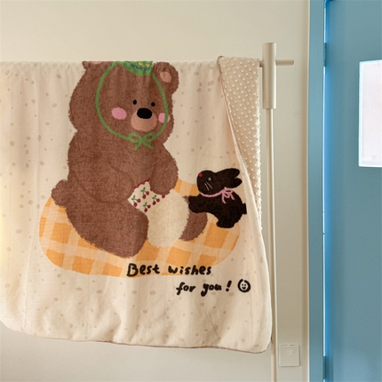 91家纺网 家纺一手货源 找家纺 暖生活 2025新款全消光牛奶绒豆豆毯毛毯 泰迪熊