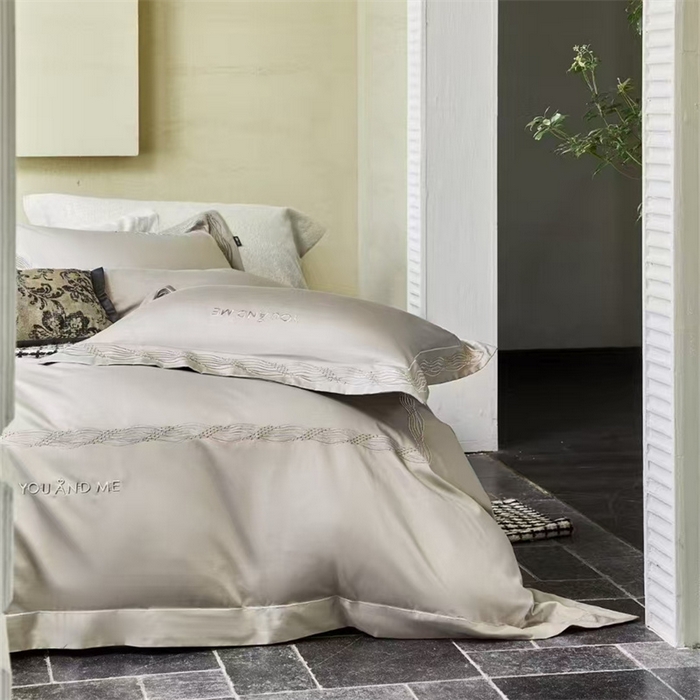 91家纺网 家纺一手货源 找家纺 玖玖爱家纺 2025新款180支植物甑棉四件套-时光之舞 时光之舞-玛瑙灰