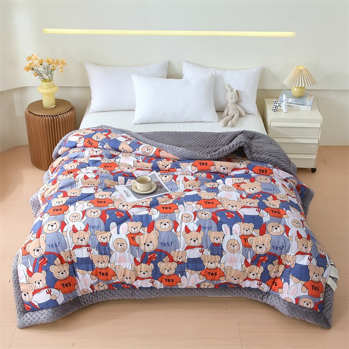 91家纺网 家纺一手货源 找家纺 云家 2025新款豆豆绒被子被芯夏凉被空调被四季被 酷酷熊