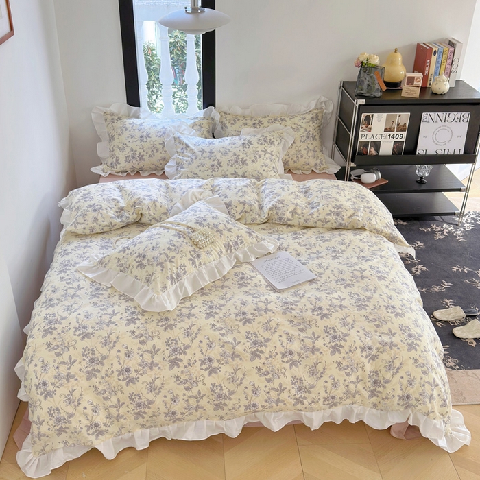 91家纺网 家纺一手货源 找家纺 澳萝拉 2025新款全棉斜纹花边印花四件套 西西里