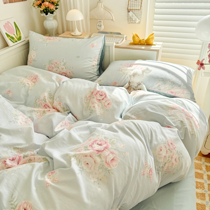 91家纺网 家纺一手货源 找家纺 （总）慕澄家纺 2025新款小清新水洗棉印花四件套