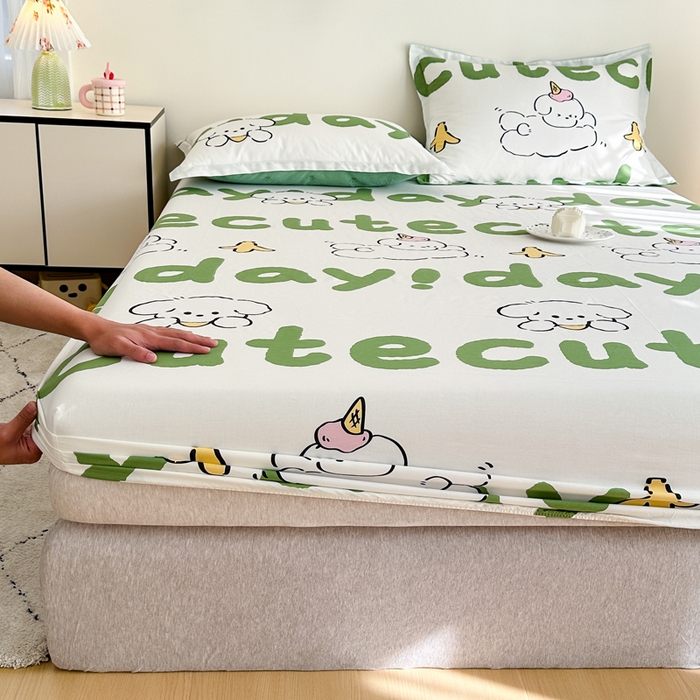 91家纺网 家纺一手货源 找家纺 棉造家居 2025新款亲肤舒适全棉纯棉印花单床笠 萌宝儿