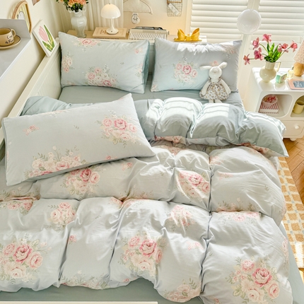 慕澄家纺 2025新款小清新水洗棉印花四件套 萌趣版-爱丽丝