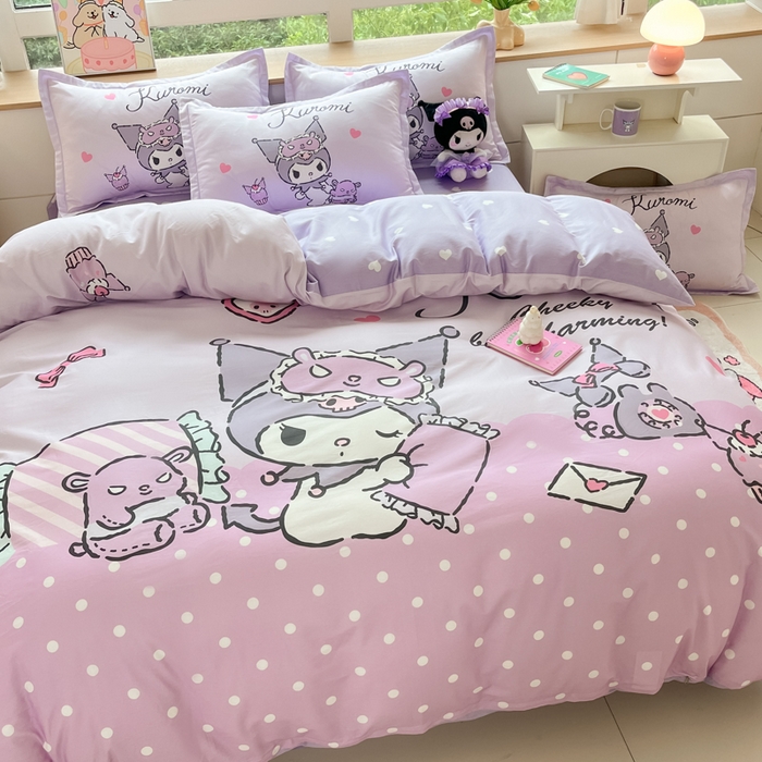 91家纺网 家纺一手货源 找家纺 博雅 2025新款三丽鸥大版印花全棉四件套专版花型 全棉大版（升级款信封枕）晚安库洛米