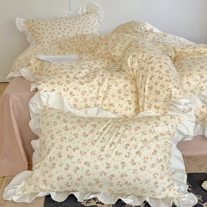 91家纺网 家纺一手货源 找家纺 澳萝拉 2025新款全棉斜纹花边印花四件套 玛格丽